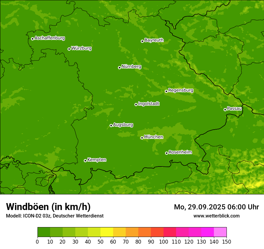 Modellkarten Windgeschwindigkeit
