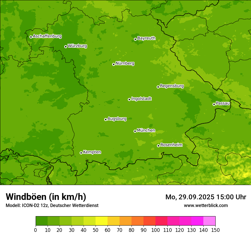 Modellkarten Windgeschwindigkeit