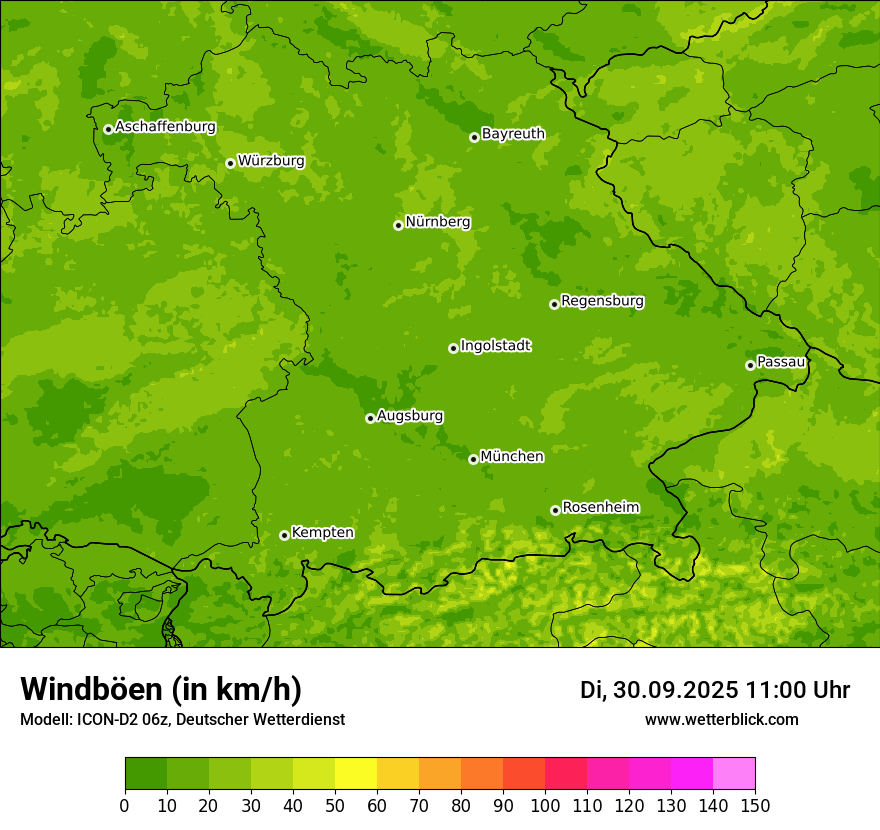 Modellkarten Windgeschwindigkeit