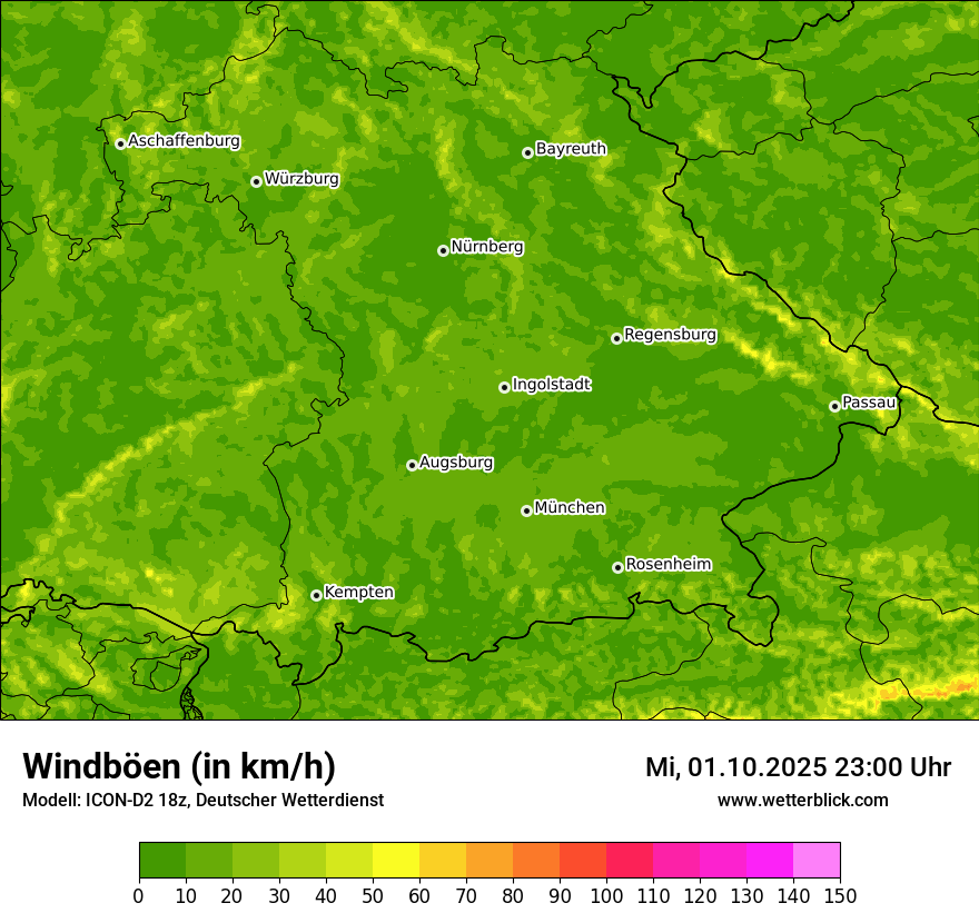 Modellkarten Windgeschwindigkeit