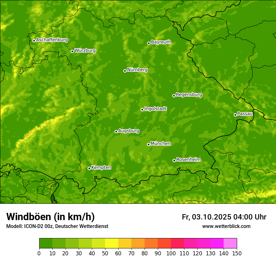 Modellkarten Windgeschwindigkeit