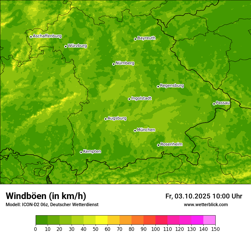 Modellkarten Windgeschwindigkeit