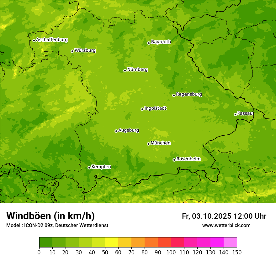 Modellkarten Windgeschwindigkeit