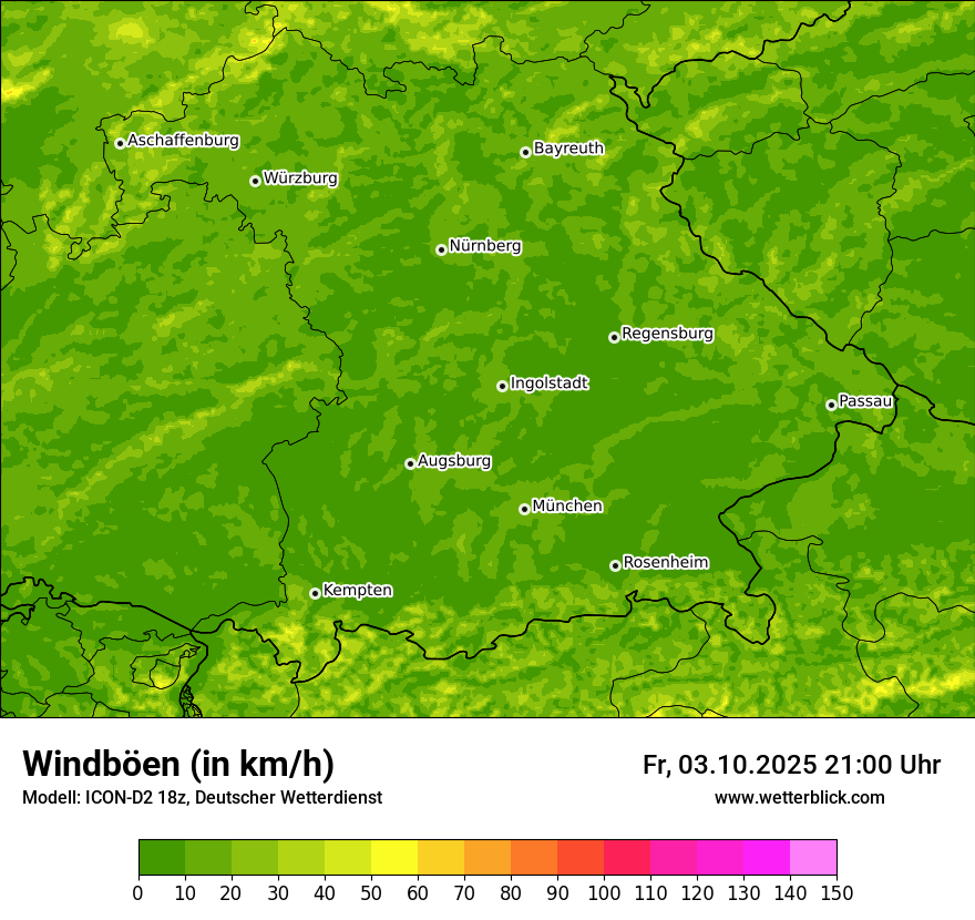 Modellkarten Windgeschwindigkeit