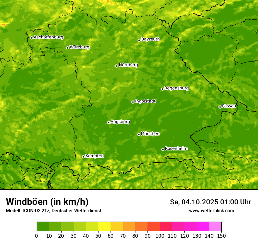 Modellkarten Windgeschwindigkeit