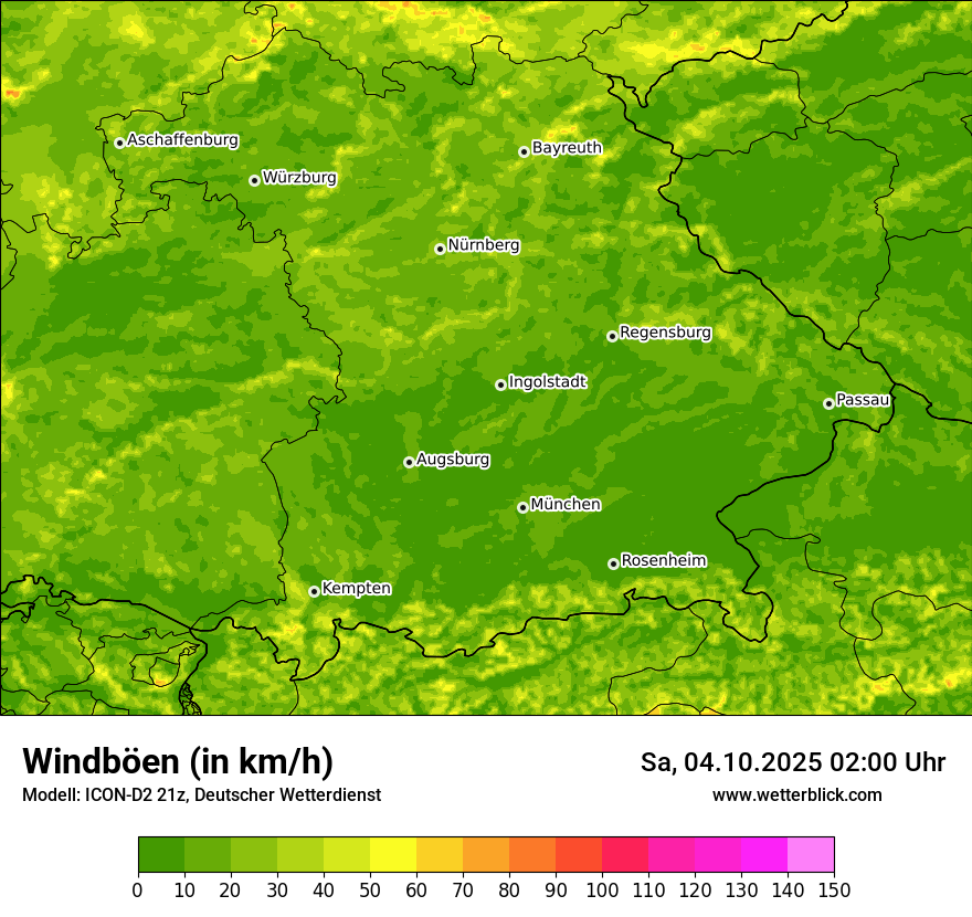 Modellkarten Windgeschwindigkeit