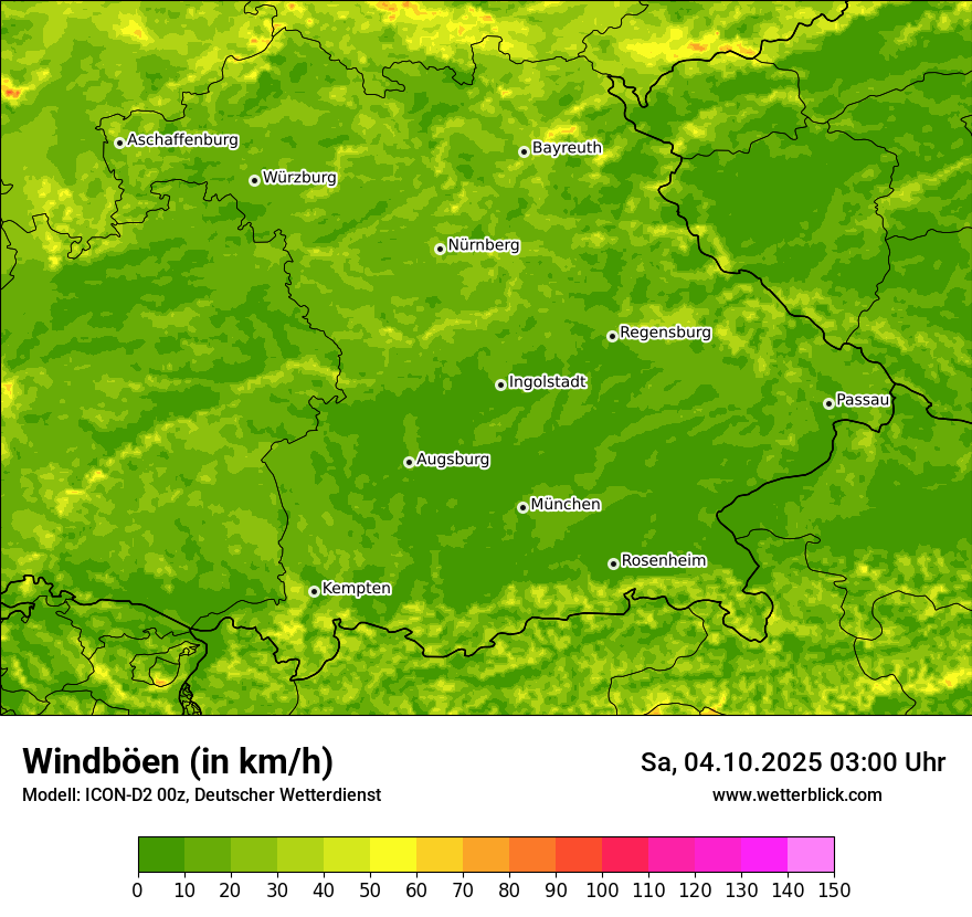 Modellkarten Windgeschwindigkeit