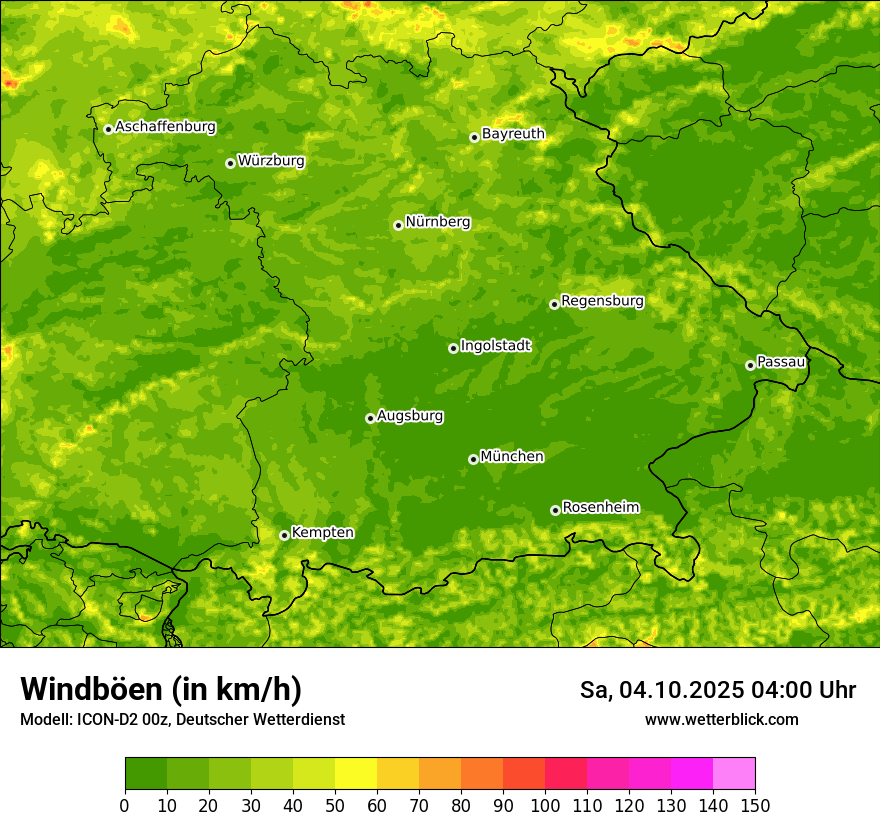 Modellkarten Windgeschwindigkeit