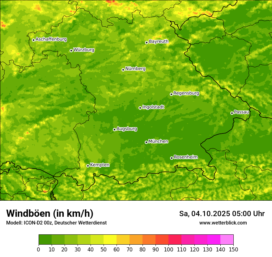 Modellkarten Windgeschwindigkeit