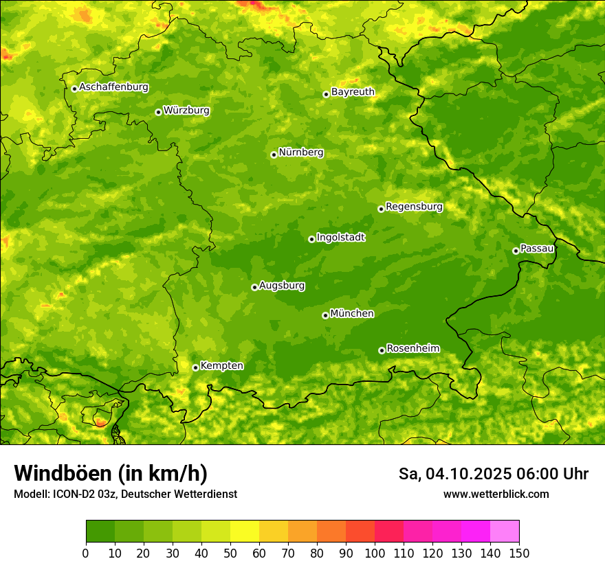 Modellkarten Windgeschwindigkeit