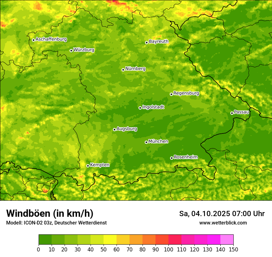 Modellkarten Windgeschwindigkeit