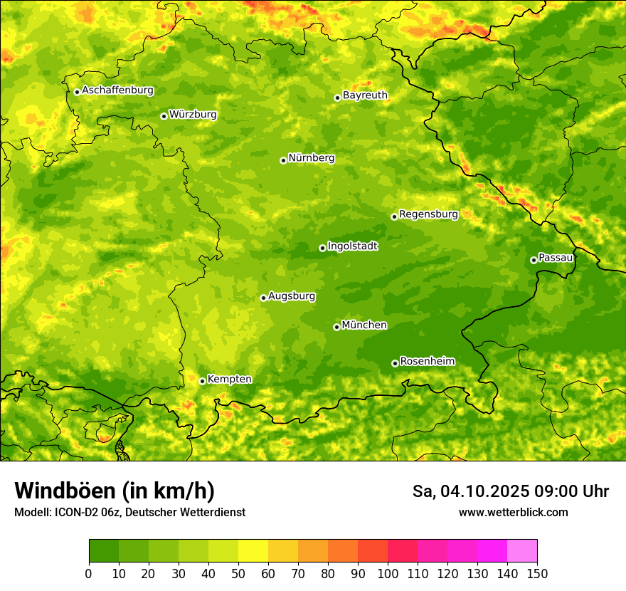 Modellkarten Windgeschwindigkeit