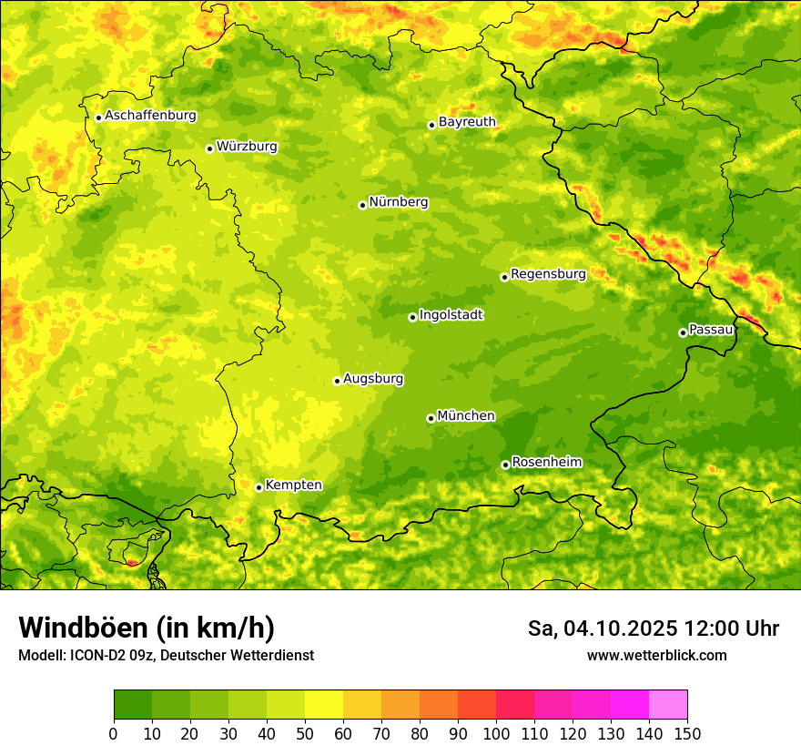 Modellkarten Windgeschwindigkeit