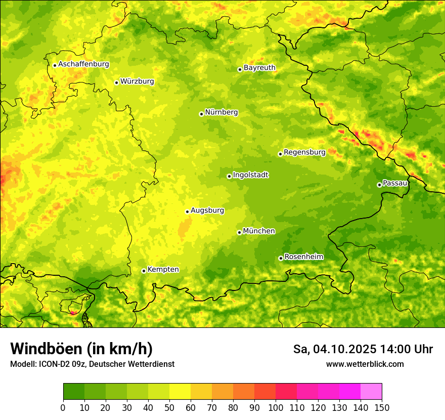 Modellkarten Windgeschwindigkeit