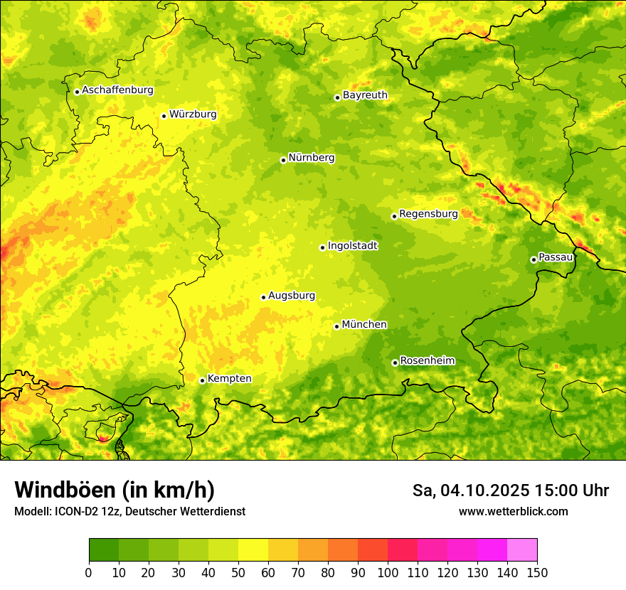 Modellkarten Windgeschwindigkeit