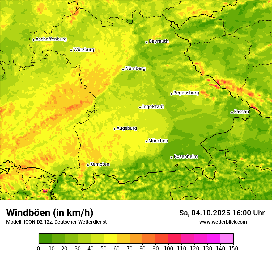 Modellkarten Windgeschwindigkeit