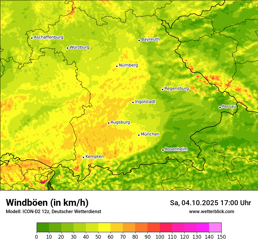 Modellkarten Windgeschwindigkeit