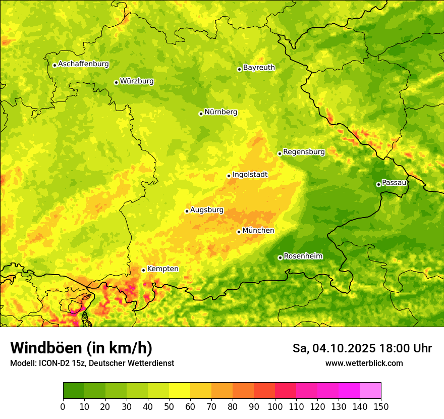 Modellkarten Windgeschwindigkeit