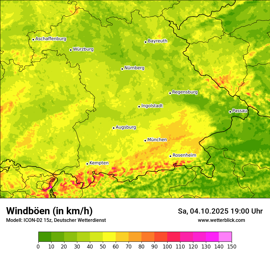Modellkarten Windgeschwindigkeit