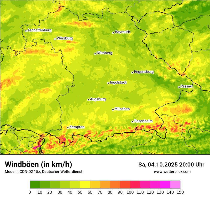 Modellkarten Windgeschwindigkeit