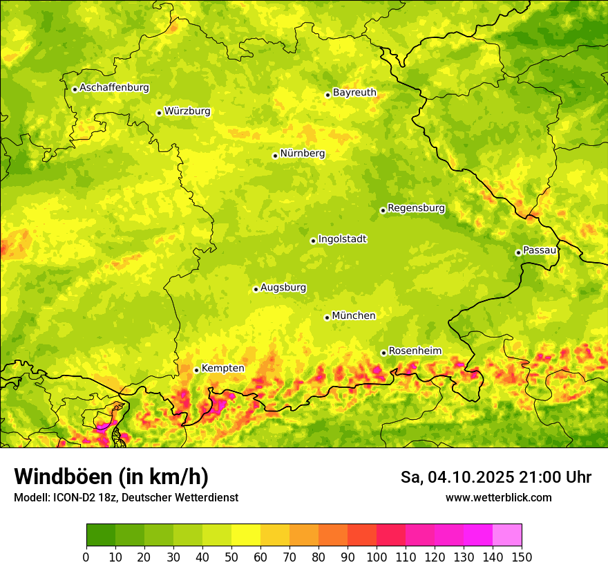 Modellkarten Windgeschwindigkeit