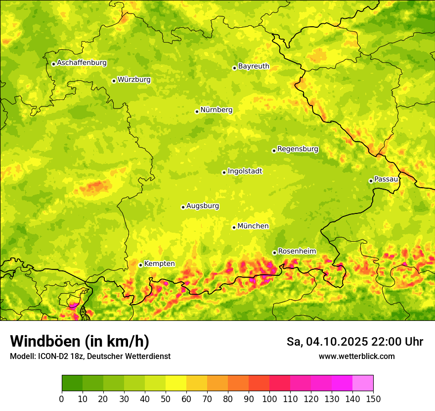 Modellkarten Windgeschwindigkeit