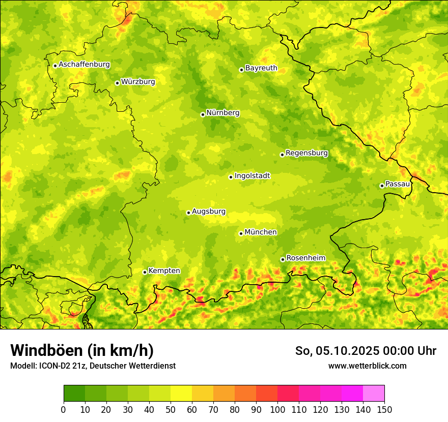 Modellkarten Windgeschwindigkeit