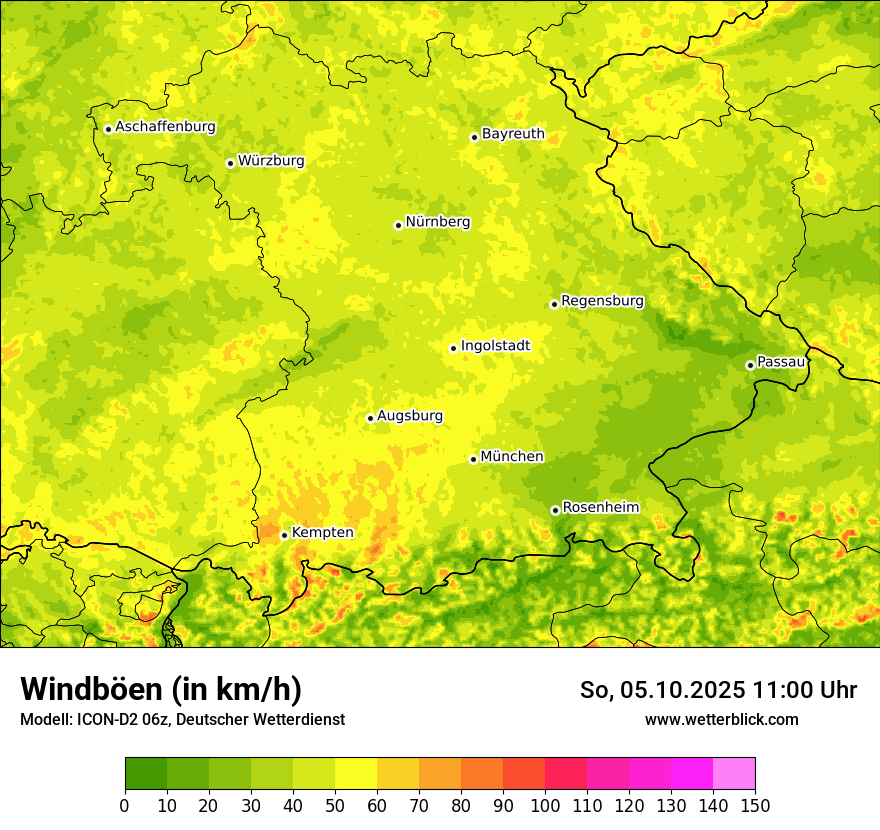 Modellkarten Windgeschwindigkeit