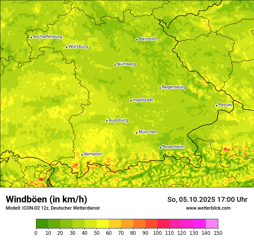 Modellkarten Windgeschwindigkeit