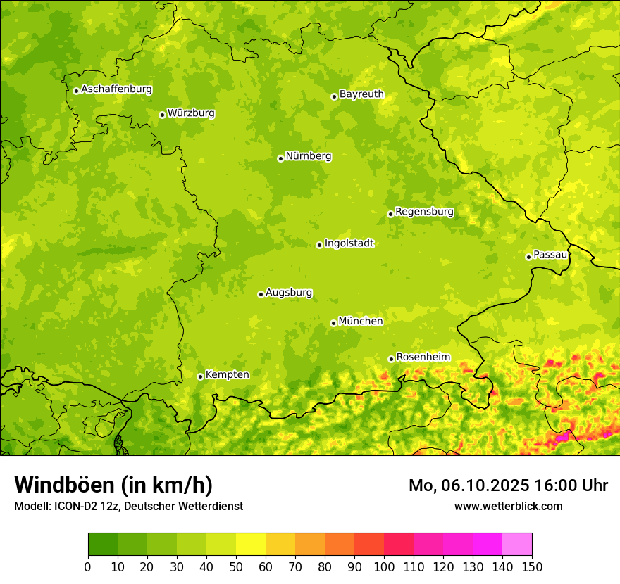 Modellkarten Windgeschwindigkeit