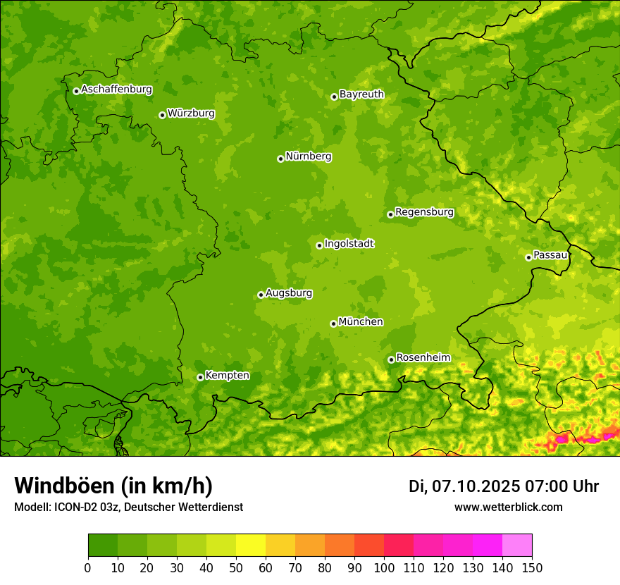 Modellkarten Windgeschwindigkeit