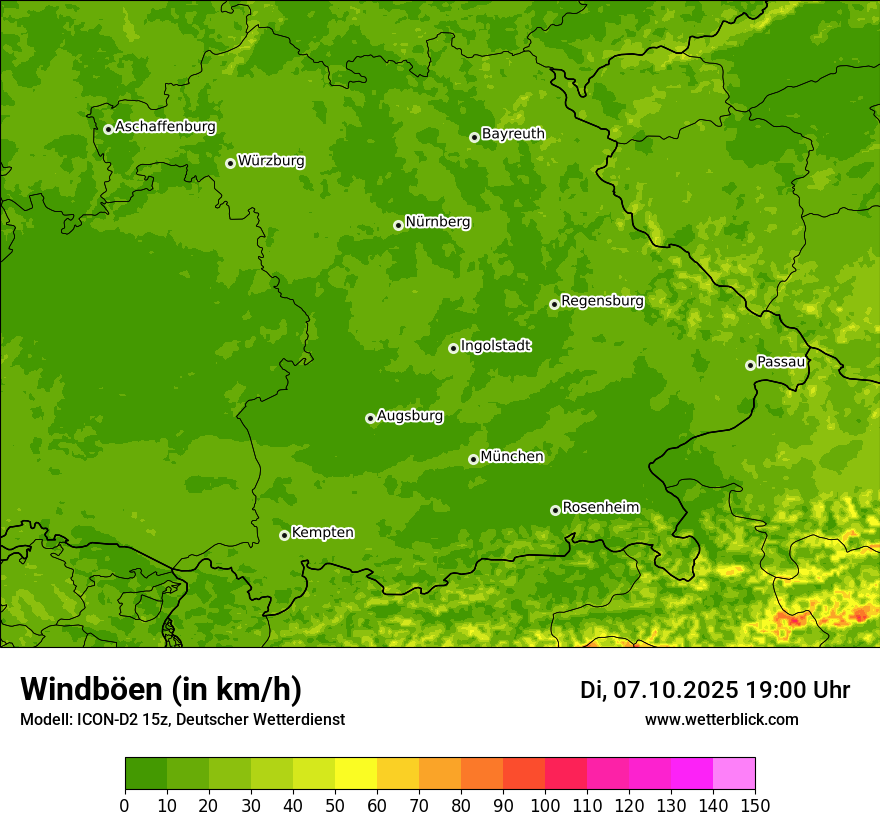 Modellkarten Windgeschwindigkeit
