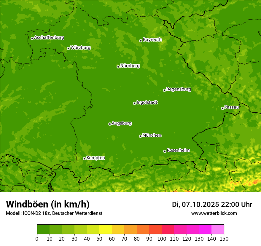 Modellkarten Windgeschwindigkeit