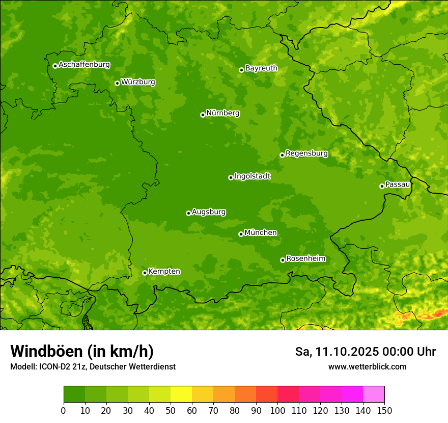 Modellkarten Windgeschwindigkeit