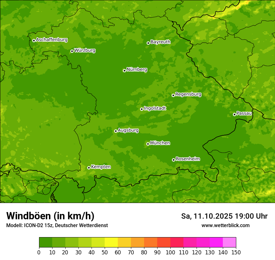 Modellkarten Windgeschwindigkeit