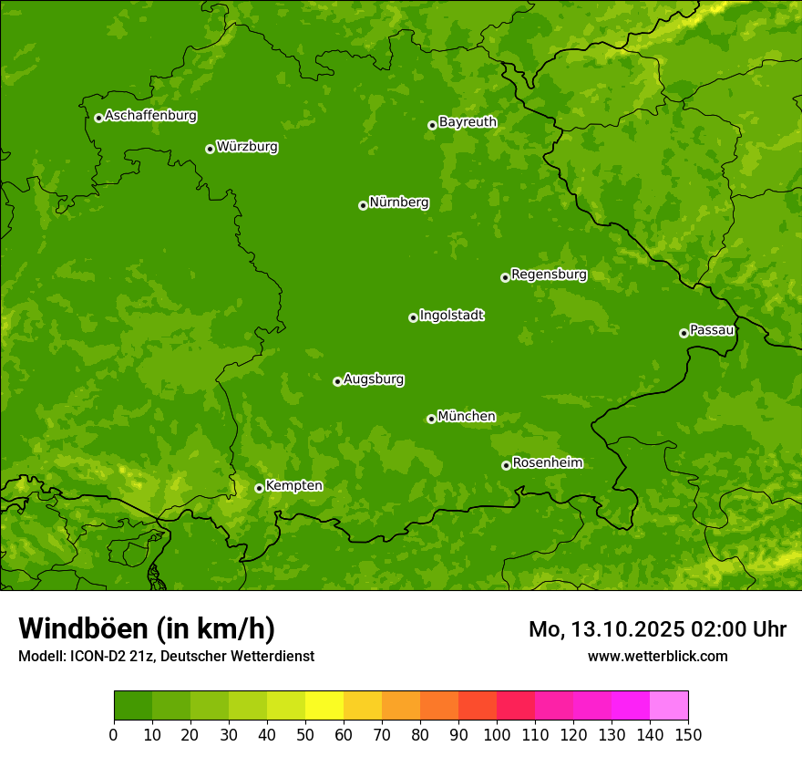 Modellkarten Windgeschwindigkeit