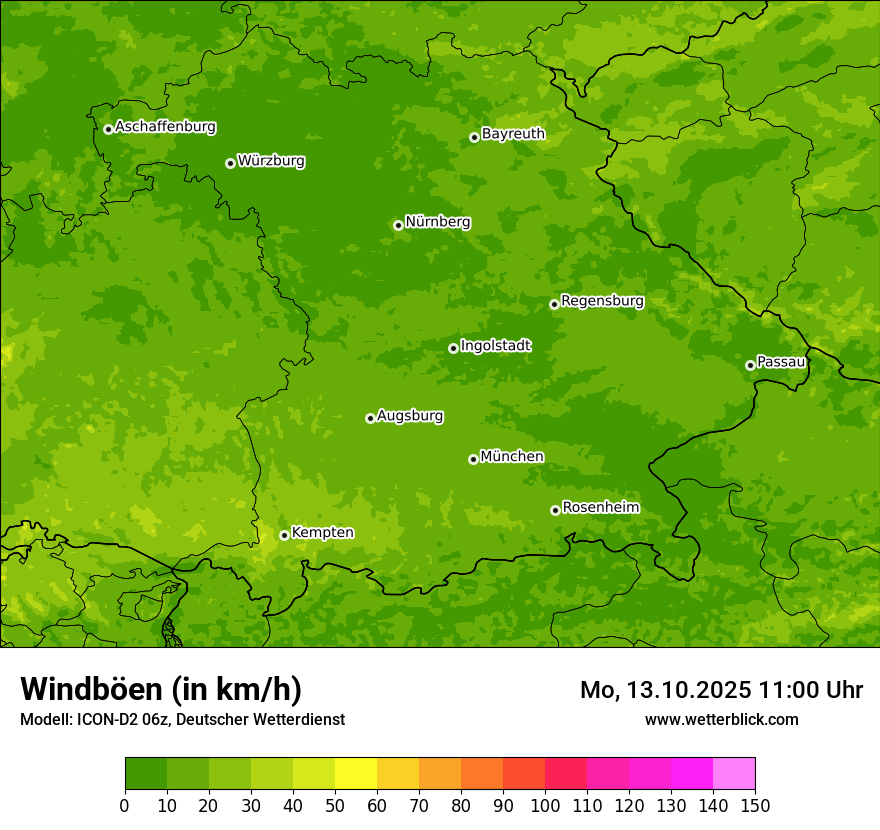 Modellkarten Windgeschwindigkeit