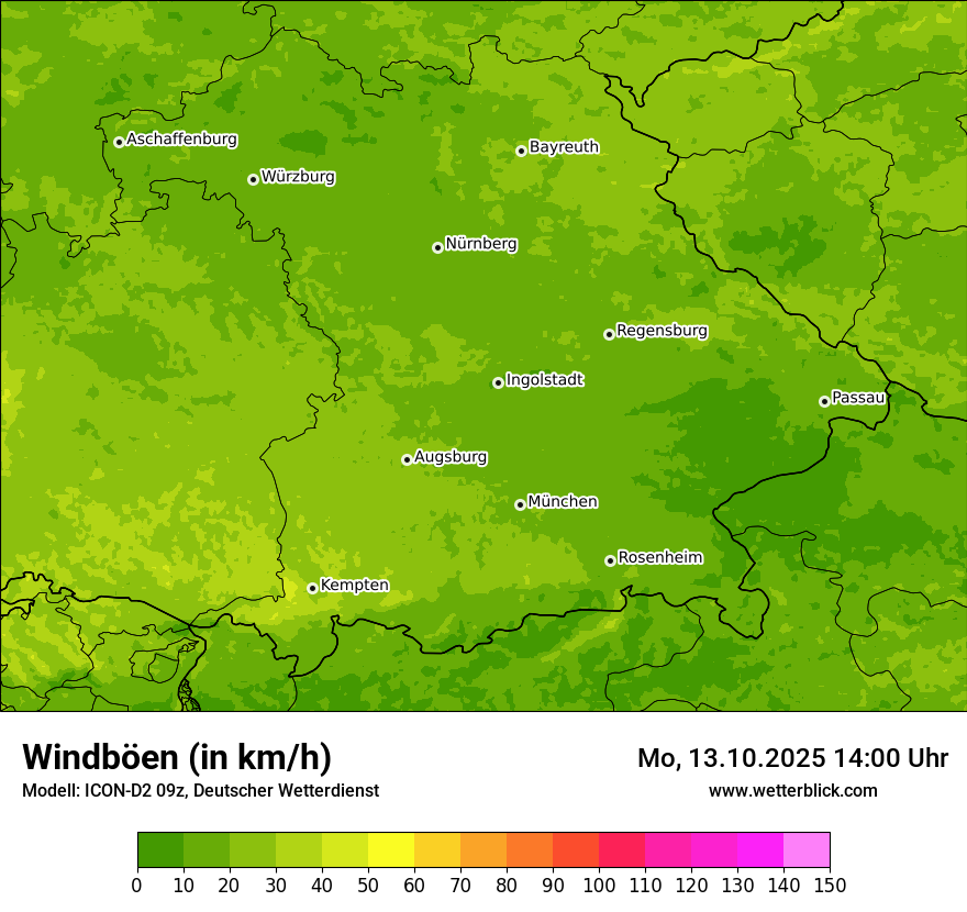 Modellkarten Windgeschwindigkeit