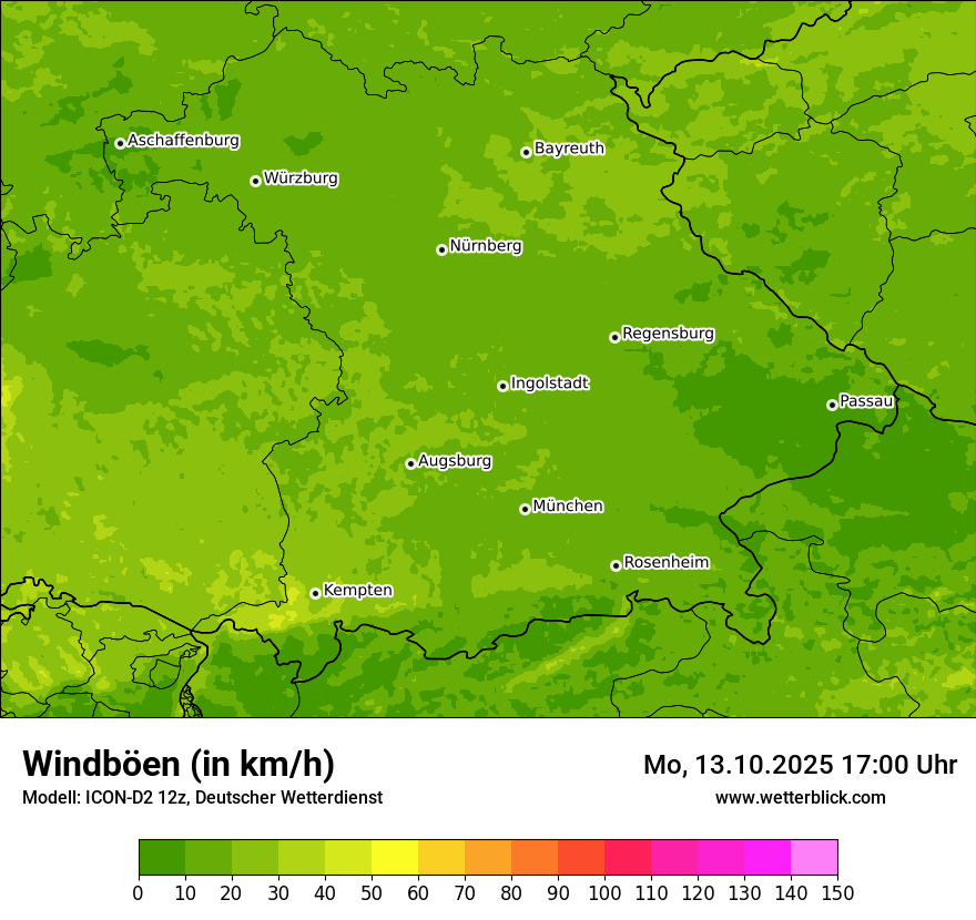 Modellkarten Windgeschwindigkeit