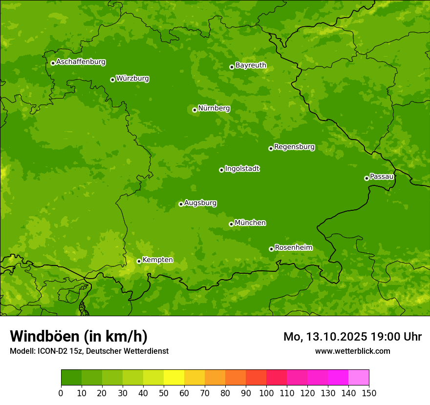 Modellkarten Windgeschwindigkeit
