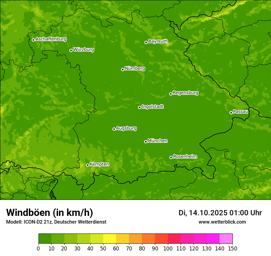 Modellkarten Windgeschwindigkeit