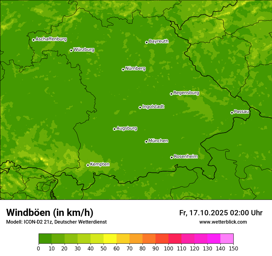 Modellkarten Windgeschwindigkeit