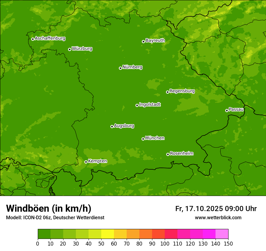 Modellkarten Windgeschwindigkeit