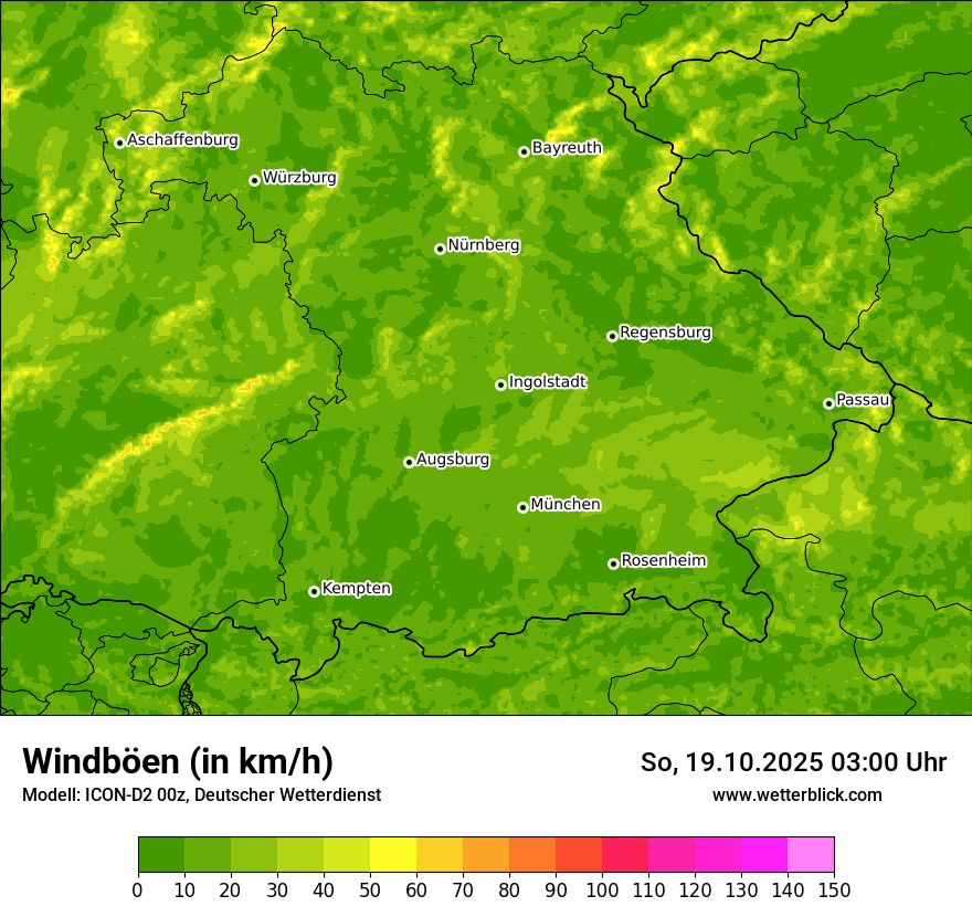 Modellkarten Windgeschwindigkeit