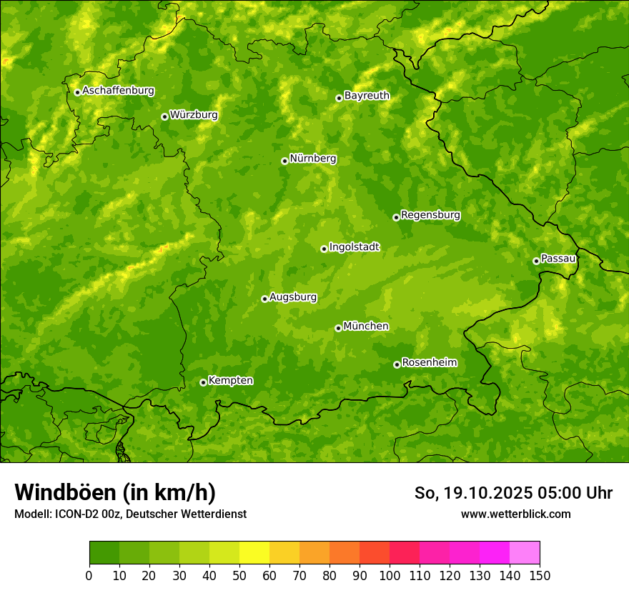 Modellkarten Windgeschwindigkeit