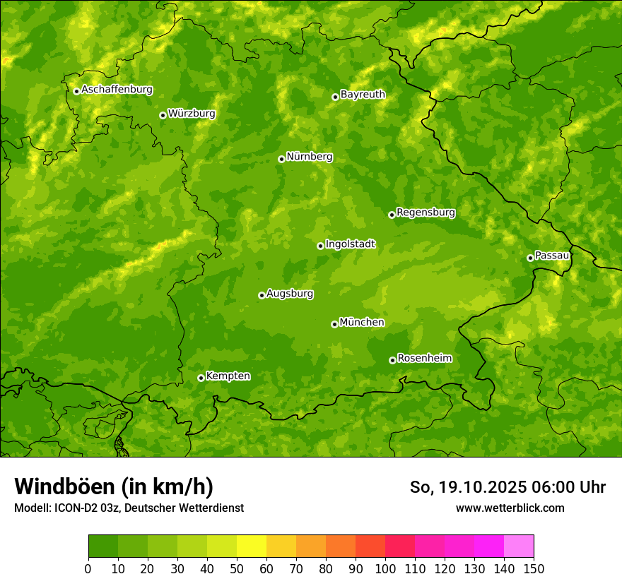 Modellkarten Windgeschwindigkeit
