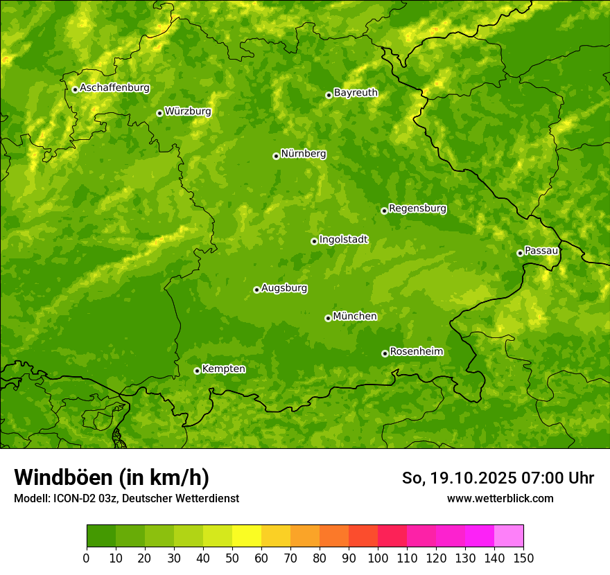 Modellkarten Windgeschwindigkeit