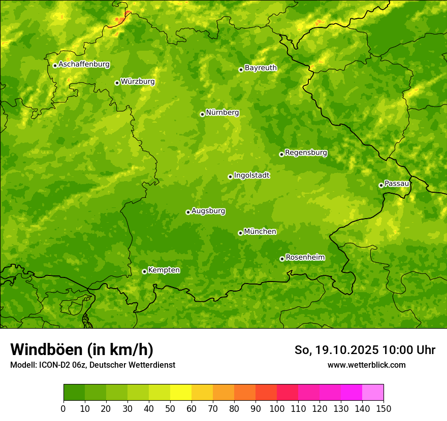 Modellkarten Windgeschwindigkeit