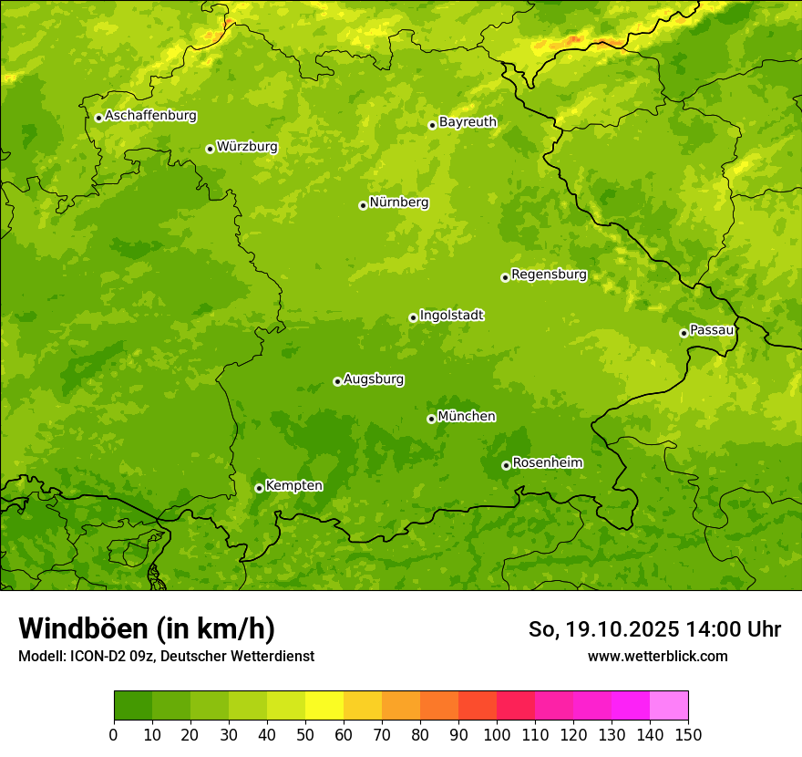 Modellkarten Windgeschwindigkeit