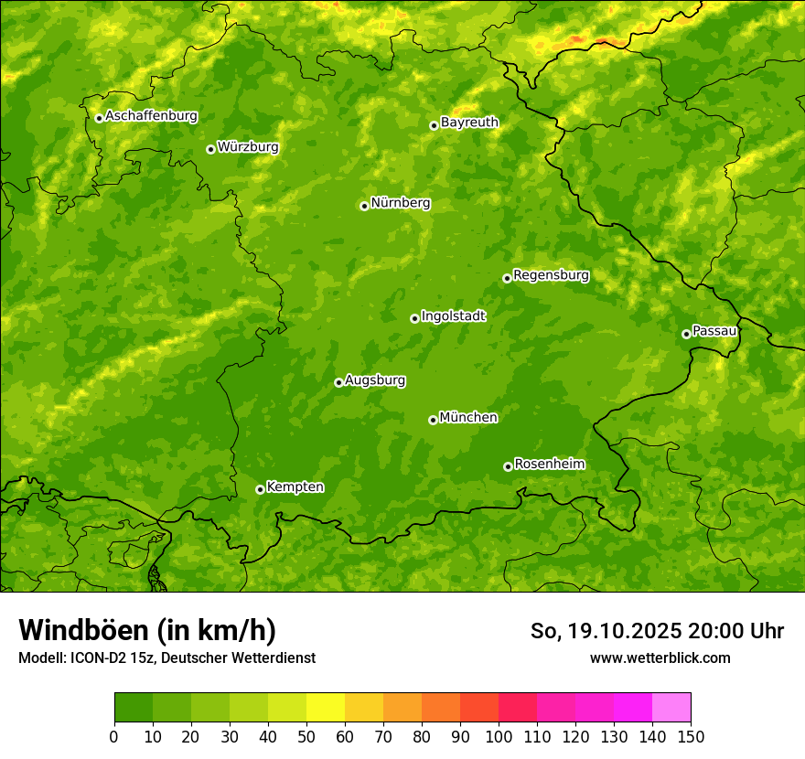 Modellkarten Windgeschwindigkeit